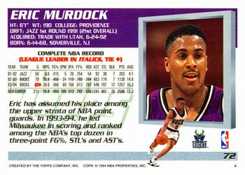 1994-95 Topps #72 Eric Murdock Back