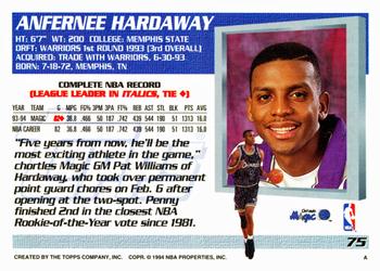 1994-95 Topps #75 Anfernee Hardaway Back