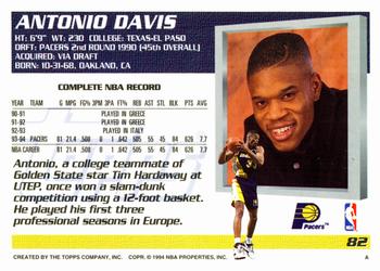 1994-95 Topps #82 Antonio Davis Back