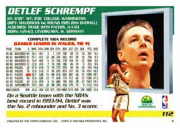 1994-95 Topps #112 Detlef Schrempf Back