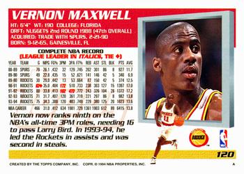 1994-95 Topps #120 Vernon Maxwell Back