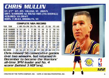 1994-95 Topps #122 Chris Mullin Back