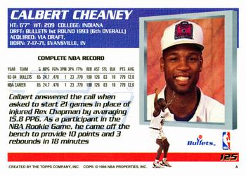 1994-95 Topps #125 Calbert Cheaney Back