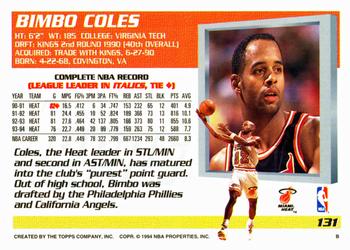 1994-95 Topps #131 Bimbo Coles Back