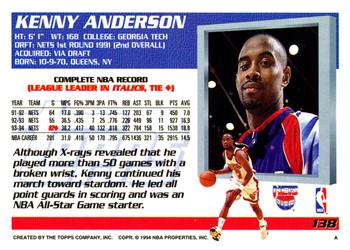 1994-95 Topps #138 Kenny Anderson Back