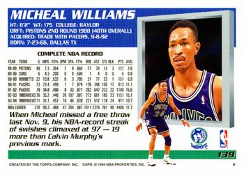 1994-95 Topps #139 Micheal Williams Back