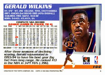 1994-95 Topps #144 Gerald Wilkins Back