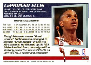 1994-95 Topps #145 LaPhonso Ellis Back