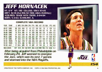 1994-95 Topps #154 Jeff Hornacek Back