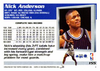 1994-95 Topps #155 Nick Anderson Back