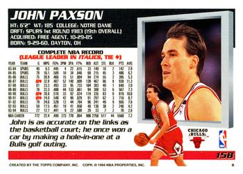1994-95 Topps #158 John Paxson Back