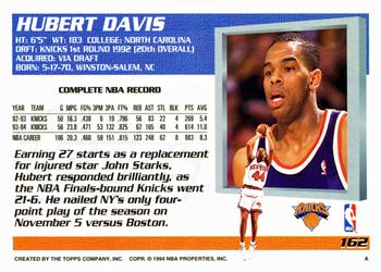 1994-95 Topps #162 Hubert Davis Back