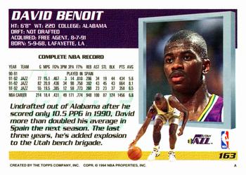 1994-95 Topps #163 David Benoit Back