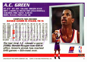 1994-95 Topps #169 A.C. Green Back