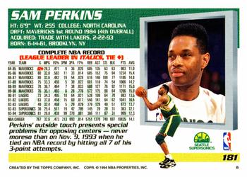 1994-95 Topps #181 Sam Perkins Back