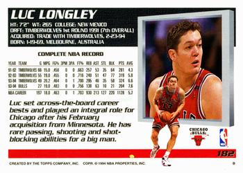 1994-95 Topps #182 Luc Longley Back
