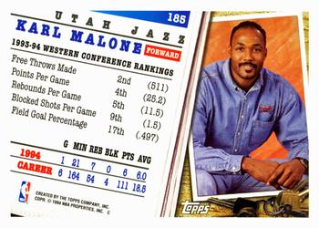 1994-95 Topps #185 Karl Malone Back