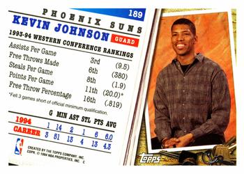1994-95 Topps #189 Kevin Johnson Back