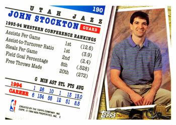 1994-95 Topps #190 John Stockton Back