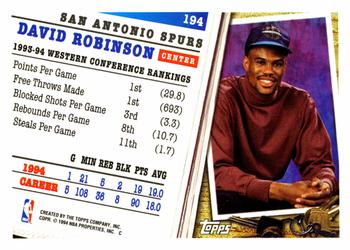 1994-95 Topps #194 David Robinson Back