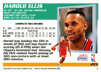 1994-95 Topps #215 Harold Ellis Back
