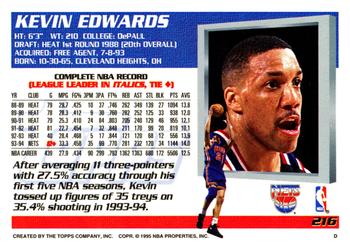 1994-95 Topps #216 Kevin Edwards Back
