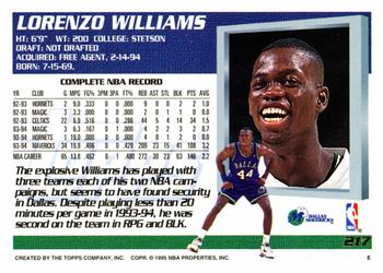 1994-95 Topps #217 Lorenzo Williams Back