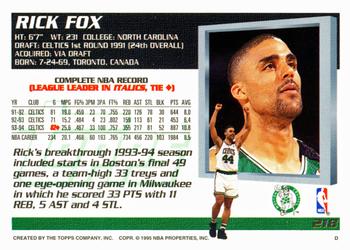 1994-95 Topps #218 Rick Fox Back