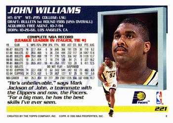 1994-95 Topps #221 John Williams Back