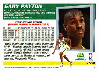 1994-95 Topps #224 Gary Payton Back