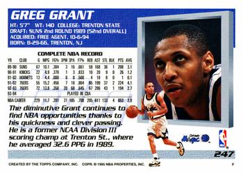 1994-95 Topps #247 Greg Grant Back