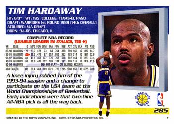 1994-95 Topps #285 Tim Hardaway Back