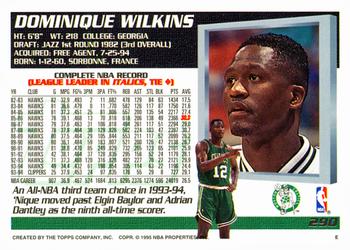 1994-95 Topps #290 Dominique Wilkins Back