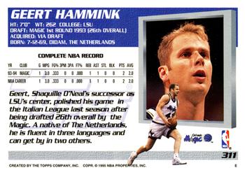 1994-95 Topps #311 Geert Hammink Back