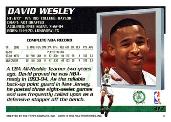 1994-95 Topps #317 David Wesley Back