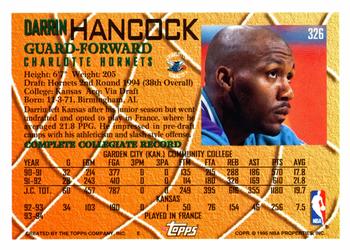 1994-95 Topps #326 Darrin Hancock Back
