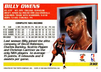 1994-95 Topps #330 Billy Owens Back