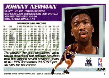 1994-95 Topps #334 Johnny Newman Back