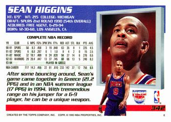 1994-95 Topps #342 Sean Higgins Back