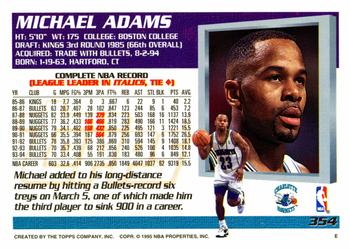 1994-95 Topps #354 Michael Adams Back