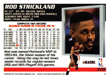 1994-95 Topps #370 Rod Strickland Back