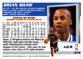1994-95 Topps #374 Brian Shaw Back