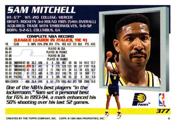 1994-95 Topps #377 Sam Mitchell Back