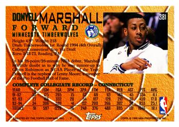 1994-95 Topps #381 Donyell Marshall Back