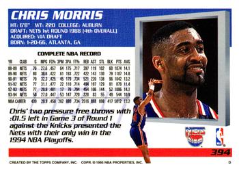 1994-95 Topps #394 Chris Morris Back