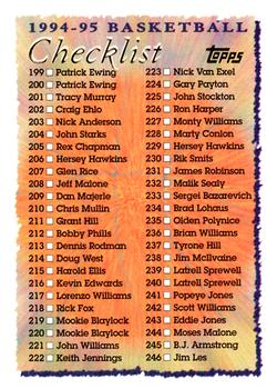 1994-95 Topps #395 Checklist: 199-296 Front