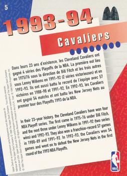1994 Upper Deck McDonald's Teams (French) #5 Cleveland Cavaliers Back