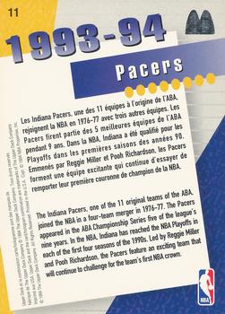 1994 Upper Deck McDonald's Teams (French) #11 Indiana Pacers Back