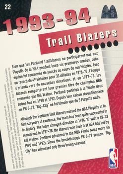 1994 Upper Deck McDonald's Teams (French) #22 Portland Trail Blazers Back