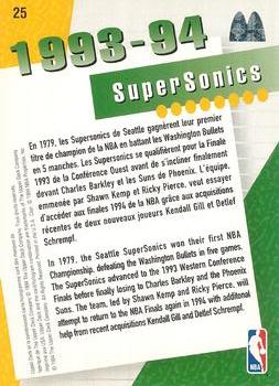 1994 Upper Deck McDonald's Teams (French) #25 Seattle SuperSonics Back